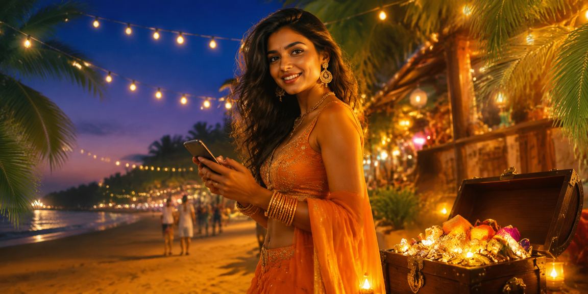 Players enjoying mobile casino gaming on the beach in India